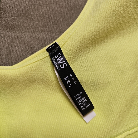 SWS Essentials set of neon green, army green ribbed stretch crop tank top S US - Picture 5 of 5